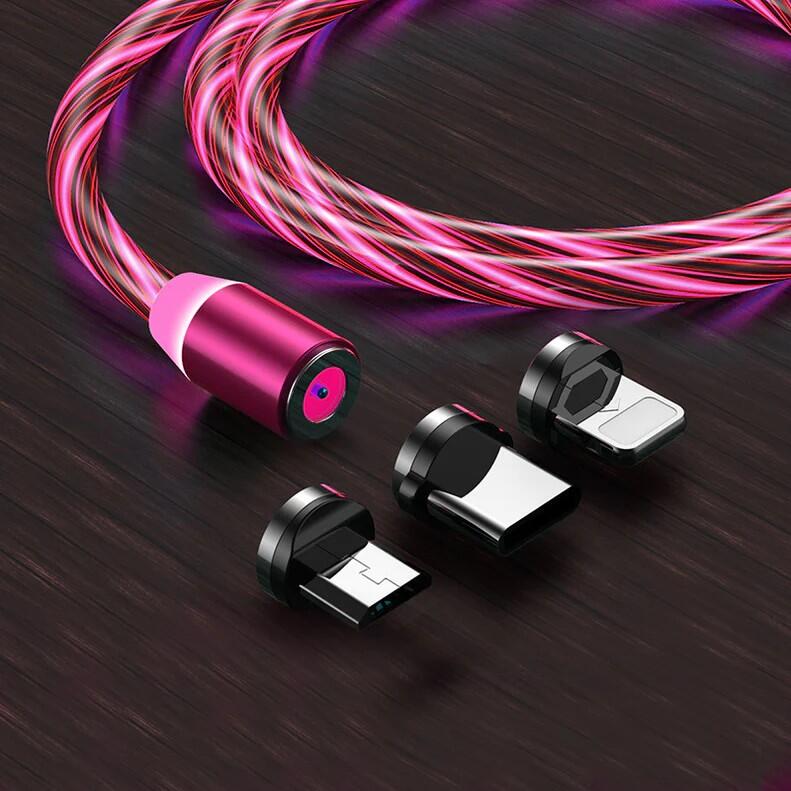 CABLE USB CON LUZ MAGNETICO, IMAN 3 EN 1