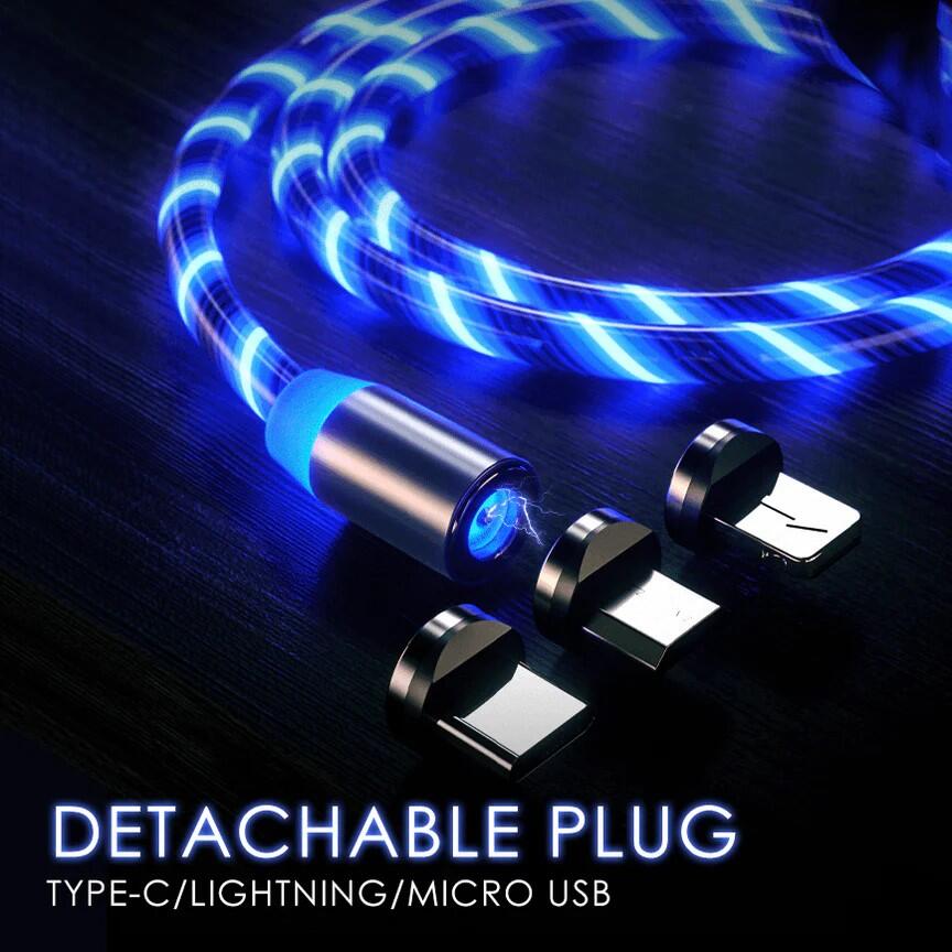 CABLE USB CON LUZ MAGNETICO, IMAN 3 EN 1
