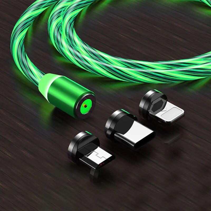 CABLE USB CON LUZ MAGNETICO, IMAN 3 EN 1