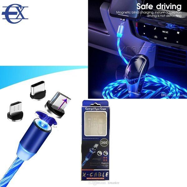CABLE USB CON LUZ MAGNETICO, IMAN 3 EN 1